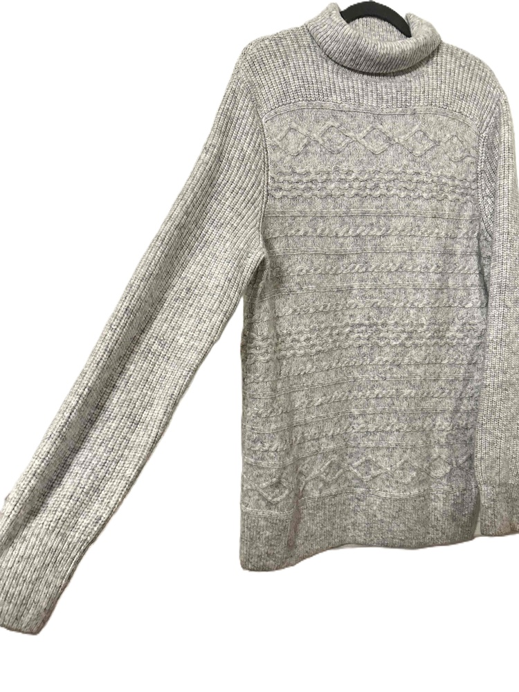 Express Sweater Womans Size Large Gray Cable Knit Turtleneck Ribbed Long Sleeve - Picture 9 of 10